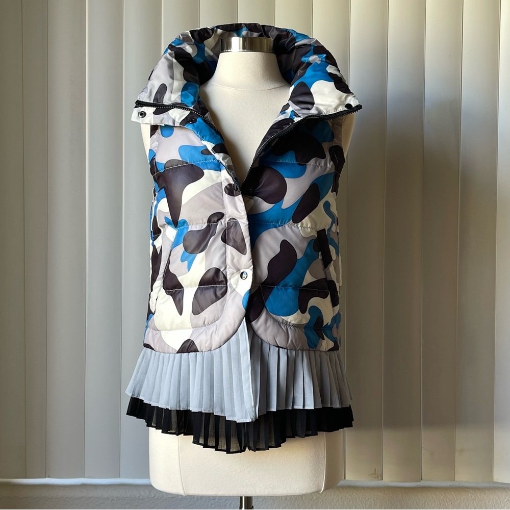 Lin sure feather down jacket vest navy camouflage style vest Size: S
